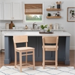 Linon Brina Set of 2 High Back Counter Stools in Unfinished Natural Beechwood