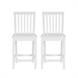 Linon Percy Set of 2 Slat Back Counter Stools in White Glossy Finished Wood
