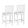 Linon Percy Set of 2 Slat Back Counter Stools in White Glossy Finished Wood