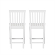 Linon Percy Set of 2 Slat Back Counter Stools in White Glossy Finished Wood