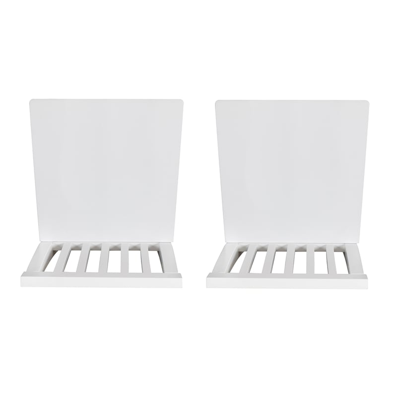 Linon Percy Set of 2 Slat Back Counter Stools in White Glossy Finished Wood