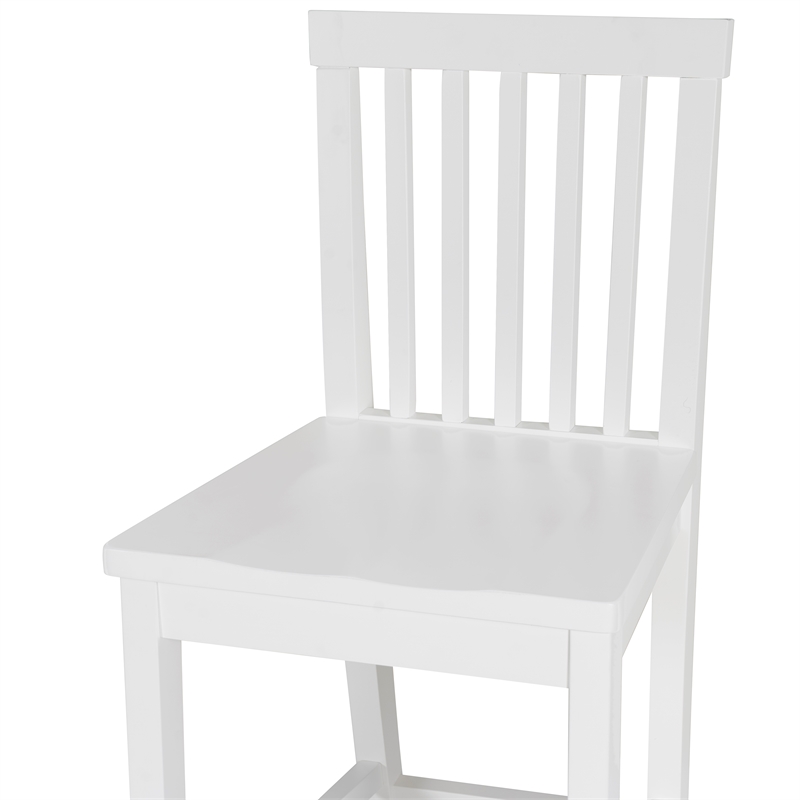 Linon Percy Set of 2 Slat Back Counter Stools in White Glossy Finished Wood