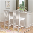Linon Percy Set of 2 Slat Back Counter Stools in White Glossy Finished Wood