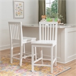 Linon Percy Set of 2 Slat Back Counter Stools in White Glossy Finished Wood