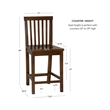 Linon Percy Set of 2 High Slat Back Counter Stools in Glossy Walnut Brown Wood