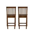 Linon Percy Set of 2 High Slat Back Counter Stools in Glossy Walnut Brown Wood
