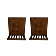 Linon Percy Set of 2 High Slat Back Counter Stools in Glossy Walnut Brown Wood