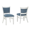 Linon Louise Set of 2 Upholstered Dining Side Chairs in White and Blue Stripes