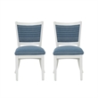 Linon Louise Set of 2 Upholstered Dining Side Chairs in White and Blue Stripes