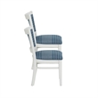Linon Louise Set of 2 Upholstered Dining Side Chairs in White and Blue Stripes