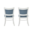 Linon Louise Set of 2 Upholstered Dining Side Chairs in White and Blue Stripes