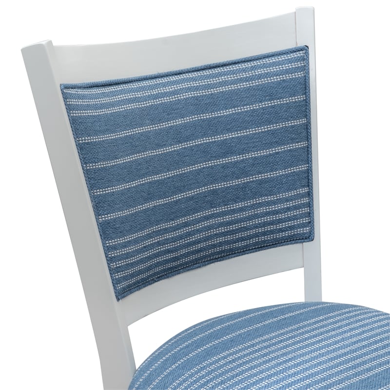 Linon Louise Set of 2 Upholstered Dining Side Chairs in White and Blue Stripes