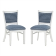 Linon Louise Set of 2 Upholstered Dining Side Chairs in White and Blue Stripes
