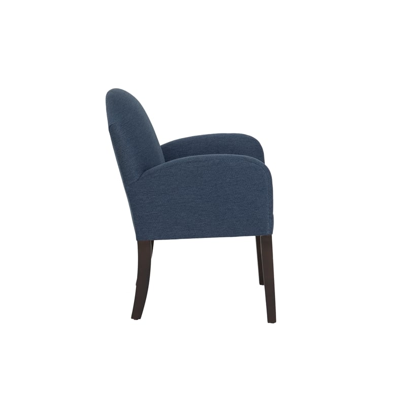 Linon Tarah Fully Upholstered Accent Chair in Blue Fabric and Dark Wooden Legs