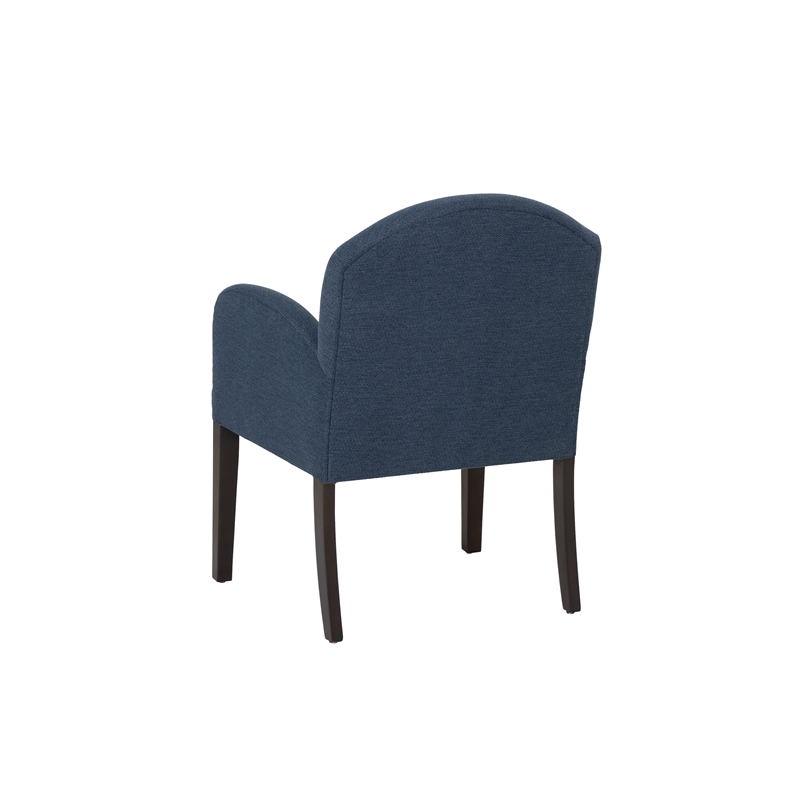 Linon Tarah Fully Upholstered Accent Chair in Blue Fabric and Dark Wooden Legs