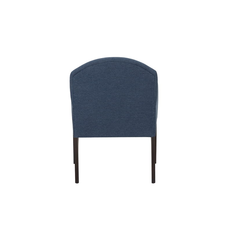 Linon Tarah Fully Upholstered Accent Chair in Blue Fabric and Dark Wooden Legs