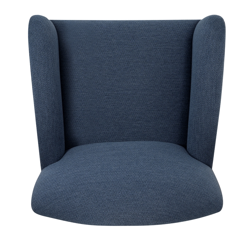 Linon Tarah Fully Upholstered Accent Chair in Blue Fabric and Dark Wooden Legs