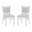 Linon Louise Set of 2 Upholstered Striped Dining Chairs in White Wood Frame