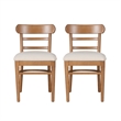 Linon Trina Set of 2 Ladder Back Upholstered Dining Chairs in Brown Stained Wood