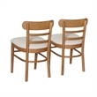 Linon Trina Set of 2 Ladder Back Upholstered Dining Chairs in Brown Stained Wood
