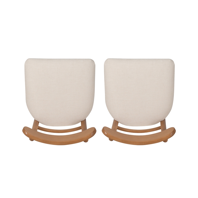 Linon Trina Set of 2 Ladder Back Upholstered Dining Chairs in Brown Stained Wood