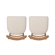 Linon Trina Set of 2 Ladder Back Upholstered Dining Chairs in Brown Stained Wood