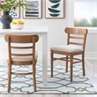 Linon Trina Set of 2 Ladder Back Upholstered Dining Chairs in Brown Stained Wood