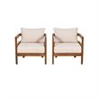 Seacrest Set of 2 Outdoor Club Chairs Thick Beige Cushions Brown Wooden Frame