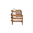 Seacrest Set of 2 Outdoor Club Chairs Thick Beige Cushions Brown Wooden Frame