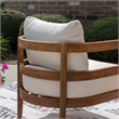 Seacrest Set of 2 Outdoor Club Chairs Thick Beige Cushions Brown Wooden Frame