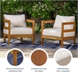 Seacrest Set of 2 Outdoor Club Chairs Thick Beige Cushions Brown Wooden Frame