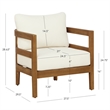 Seacrest Set of 2 Outdoor Club Chairs Thick Beige Cushions Brown Wooden Frame
