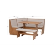 Linon Natasha Beige Upholstered Nook Dining Set in Walnut Solid Pine Wood