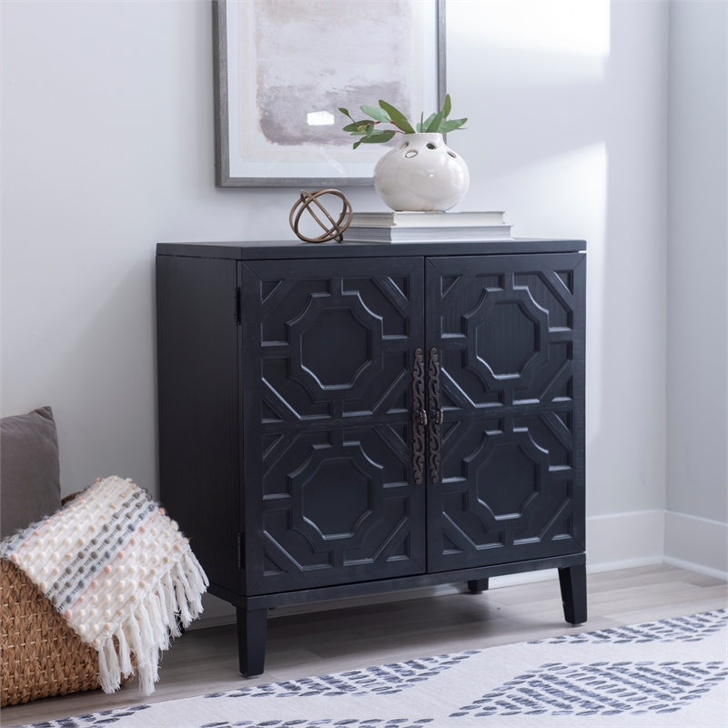Linon Merrin Wood 2 Door Accent Cabinet in Midnight Blue