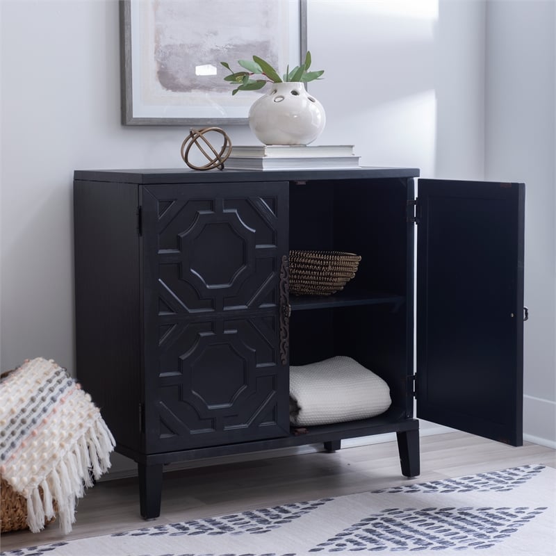 Linon Merrin Wood 2 Door Accent Cabinet in Midnight Blue