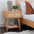 Linon Catlett Cane Side Table Nightstand in Natural