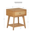 Linon Catlett Cane Side Table Nightstand in Natural