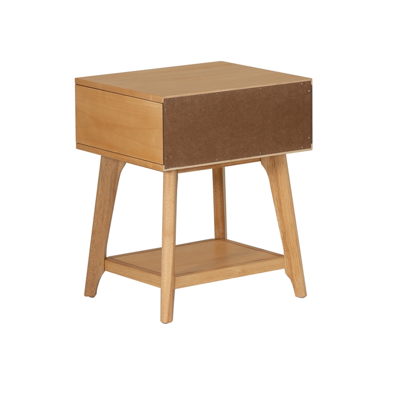 Linon Catlett Cane Side Table Nightstand in Natural