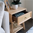 Linon Catlett Cane Side Table Nightstand in Natural