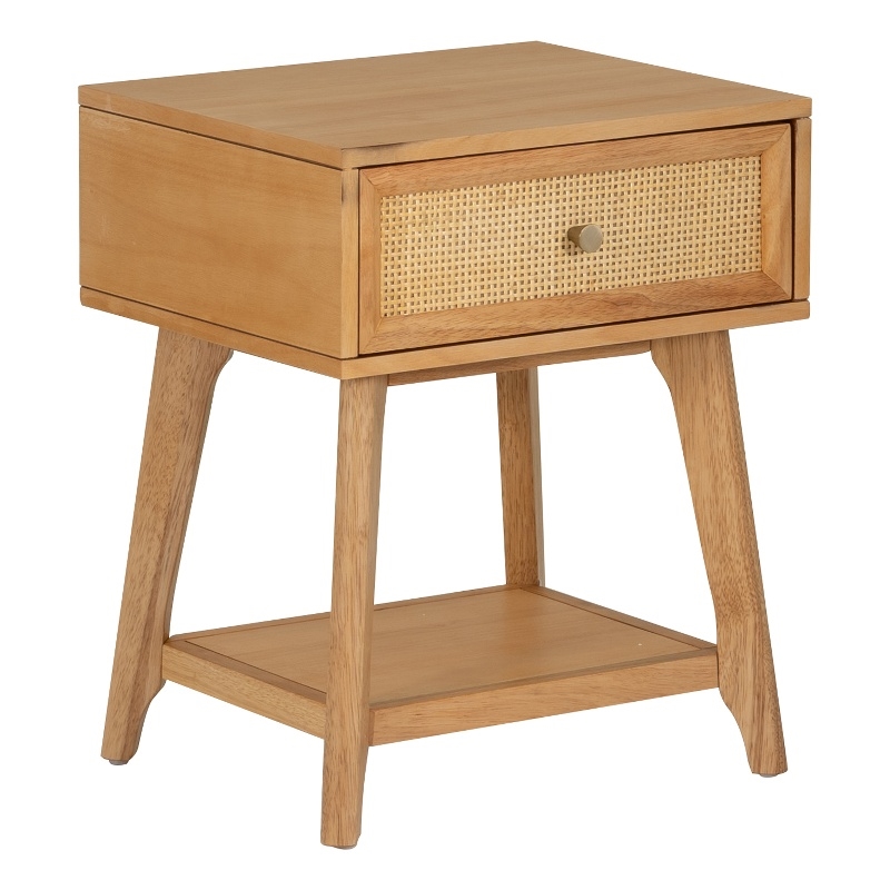 Linon Catlett Cane Side Table Nightstand in Natural