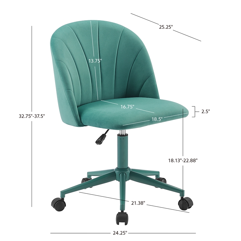 Linon Adalynn Office Rolling Desk Chair in Aqua