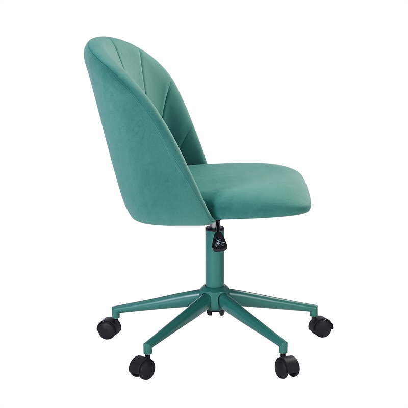 Linon Adalynn Office Rolling Desk Chair in Aqua