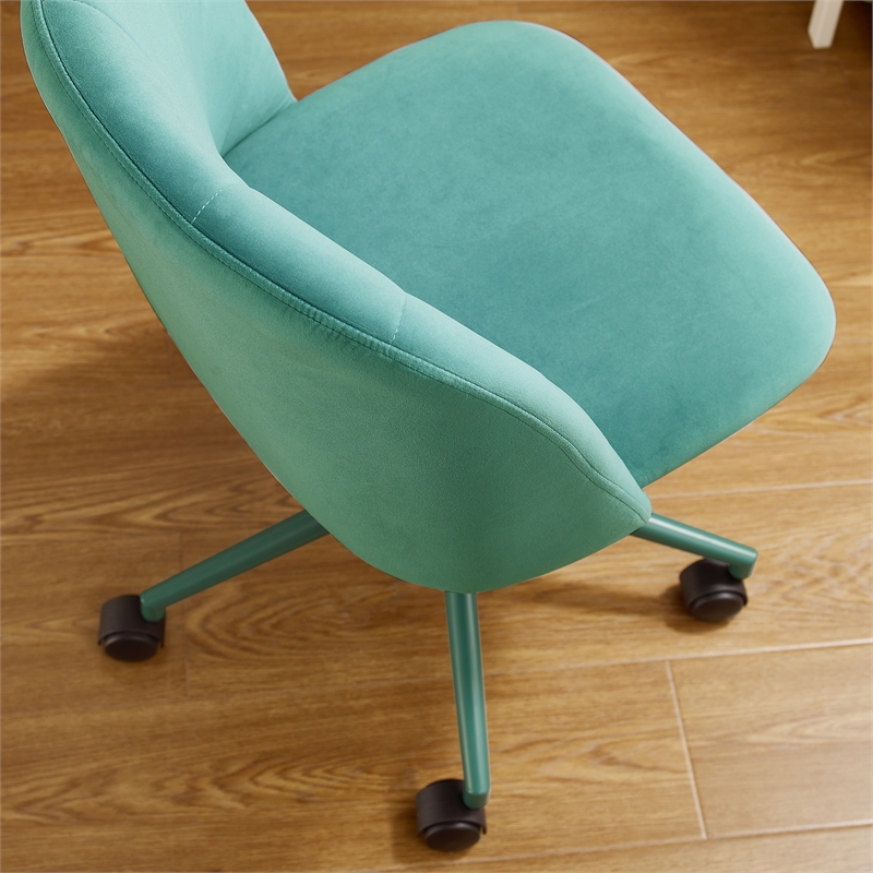 Linon Adalynn Office Rolling Desk Chair in Aqua