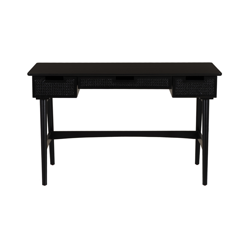 Linon Ryker Rattan Desk in Black