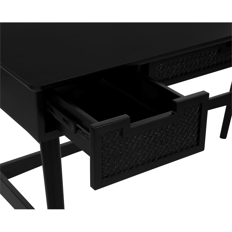 Linon Ryker Rattan Desk in Black