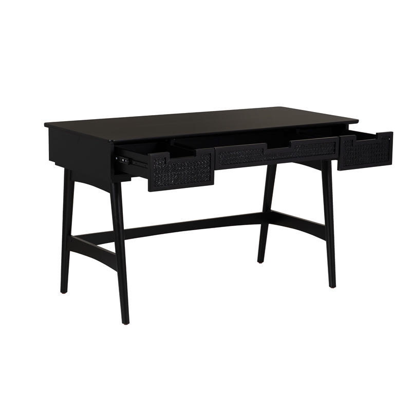 Linon Ryker Rattan Desk in Black