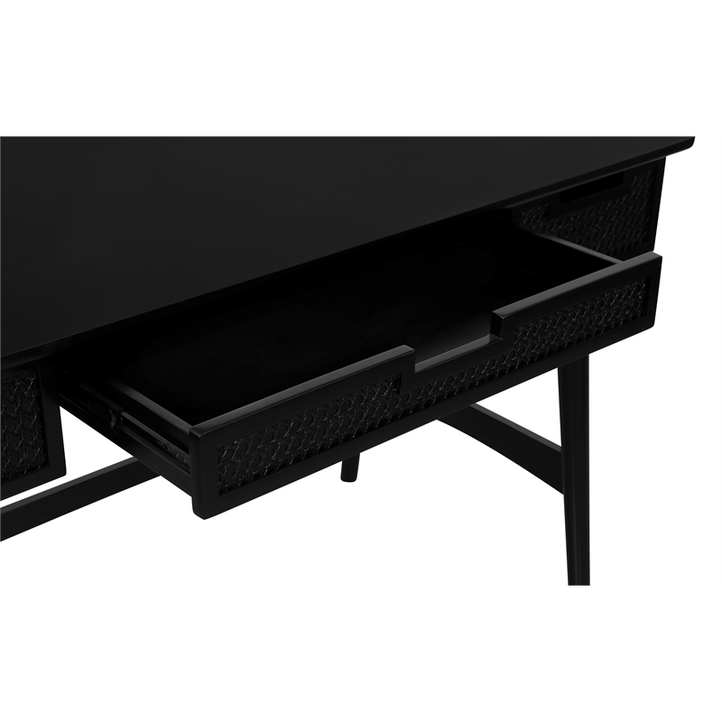 Linon Ryker Rattan Desk in Black