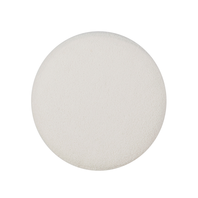 Linon Lorden Round Ottoman Sherpa in White