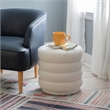 Linon Lorden Round Ottoman Sherpa in White