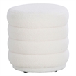 Linon Lorden Round Ottoman Sherpa in White